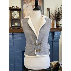 Mudd XL Gray Vest Sherpa Trim Hood Y2K Toggle Closure Vintage 90s Jacket M L
